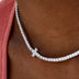 Collar tenis con cruz y diamantes de 3 mm