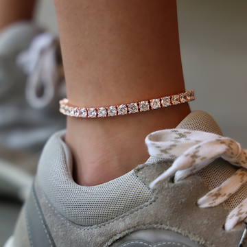 Tobillera de tenis con diamantes de oro rosa de 5 mm