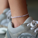 Tobillera de tenis con diamantes baguette rosas