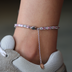 Tobillera de tenis con diamantes baguette rosas