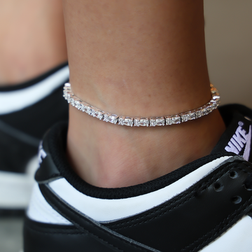 Tobillera de tenis de diamantes de corte ovalado mixto - 3 mm