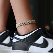 Diamond Prong Cuban Anklet in Yellow Gold- 12mm