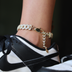 Diamond Prong Cuban Anklet in Yellow Gold- 12mm