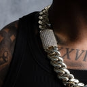 GLD X Malik Nabers Miami Cuban Leek Chain in Yellow Gold - 25MM