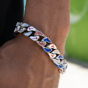 Pulsera Cubana Stealth Oficial de los Atlanta Braves de la MLB en Oro Blanco