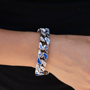 Pulsera cubana oficial MLB Stealth de los New York Yankees en oro blanco