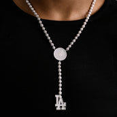 LA Dodgers Official MLB Lariat in White Gold