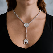 New York Yankees Official MLB Lariat Necklace in White Gold