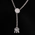 New York Yankees Official MLB Lariat in White Gold