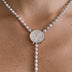 Collar de tipo Lariat oficial de los New York Yankees de la MLB en oro blanco