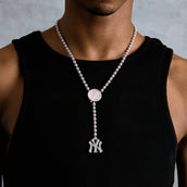 New York Yankees Official MLB Lariat in White Gold