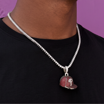 Philadelphia Phillies Official MLB Baseball Cap Pendant in White Gold