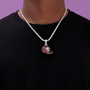 Philadelphia Phillies Official MLB Baseball Cap Pendant in White Gold