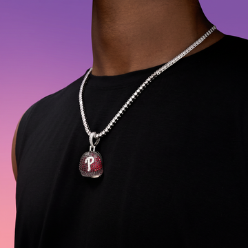 Philadelphia Phillies Official MLB Baseball Cap Pendant in White Gold
