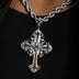 Medieval Cross Black Stones Pendant in White Gold