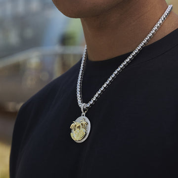 Iced Miami Pendant in White Gold