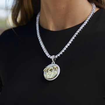 Iced Miami Pendant in White Gold