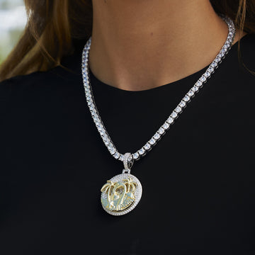 Iced Miami Pendant in White Gold