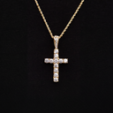 Micro Diamond Cross Pendant + 2MM Rope Chain Bundle in Yellow Gold