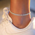 Tobillera Cubana Micro Diamond Prong en Oro Blanco - 6 mm