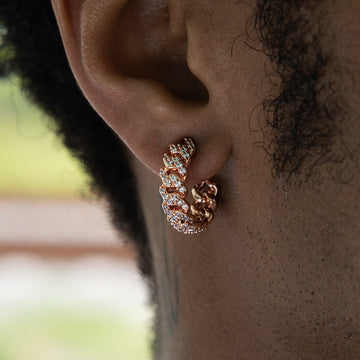 Pendientes de aro con pavé de diamantes en oro rosa