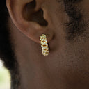 Huggie Diamond Prong Hoop Earrings in Yellow Gold