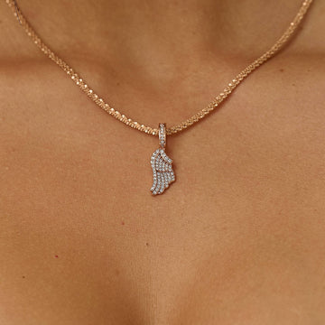 Micro Iced Angel Wing Pendant in Rose Gold