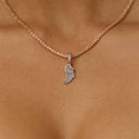 Micro Iced Angel Wing Pendant in Rose Gold