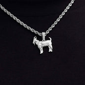 Micro Simple Goat Pendant in White Gold