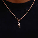 Micro Simple Lighting Bolt Pendant in Rose Gold