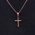 Dije de Cruz de Cuerda Trenzada Micro en Oro Rosa