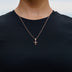 Dije de Cruz de Cuerda Trenzada Micro en Oro Rosa