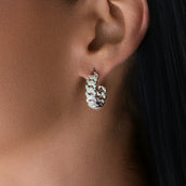 Diamond Prong Hoop Earrings in White Gold