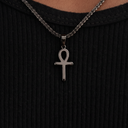 Micro Simple Ankh Cross Pendant in Black
