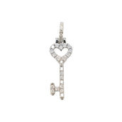Colgante Corazón Llave de Moissanita y Diamantes para Mujer en Vermeil de Oro Blanco