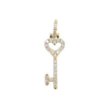 Colgante de moissanita y diamantes con forma de corazón y llave para mujer en vermeil de oro amarillo