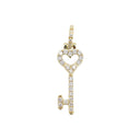 Colgante de moissanita y diamantes con forma de corazón y llave para mujer en vermeil de oro amarillo