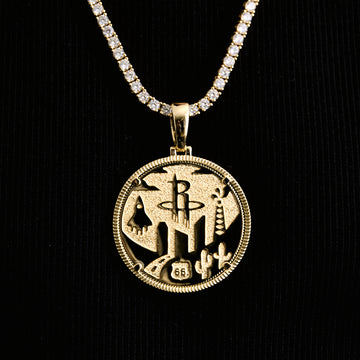 Houston Rockets Official NBA Coin Pendant in Yellow Gold