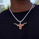 Colgante grande del logo oficial de la NCAA de los Texas Longhorns en oro blanco