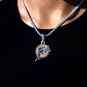 Miami Dolphins Official NFL Vintage Logo Pendant in White Gold