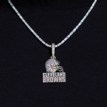 Micro Cleveland Browns Official NFL Logo Pendant Yellow Gold