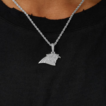 Colgante de micro logo oficial de la NFL de los Carolina Panthers en oro blanco