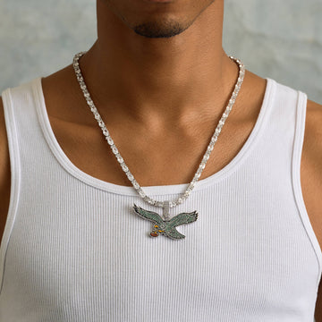 Colgante de oro blanco con el logotipo vintage oficial de la NFL de los Philadelphia Eagles