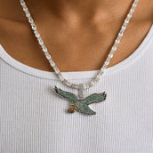 Philadelphia Eagles Official NFL Vintage Logo Pendant in White Gold