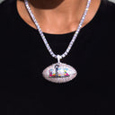 Iced Super Bowl LX Official NFL Football Pendant in White Gold