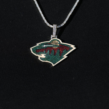 Colgante del logotipo oficial de los Minnesota Wild de la NHL en oro amarillo