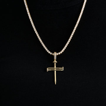 Nail Cross Pendant in Yellow Gold