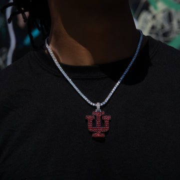 Indiana University Official NCAA Primary Logo Pendant in White Gold