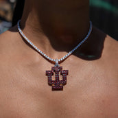 Indiana University Official NCAA Primary Logo Pendant in White Gold