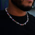 Collar de Piedra Multicolor Naranja Flotante en Oro Blanco
